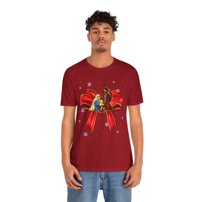 Nativity Scene Christmas Shirt – Coquette Bow Faith Holiday Pajama Tee