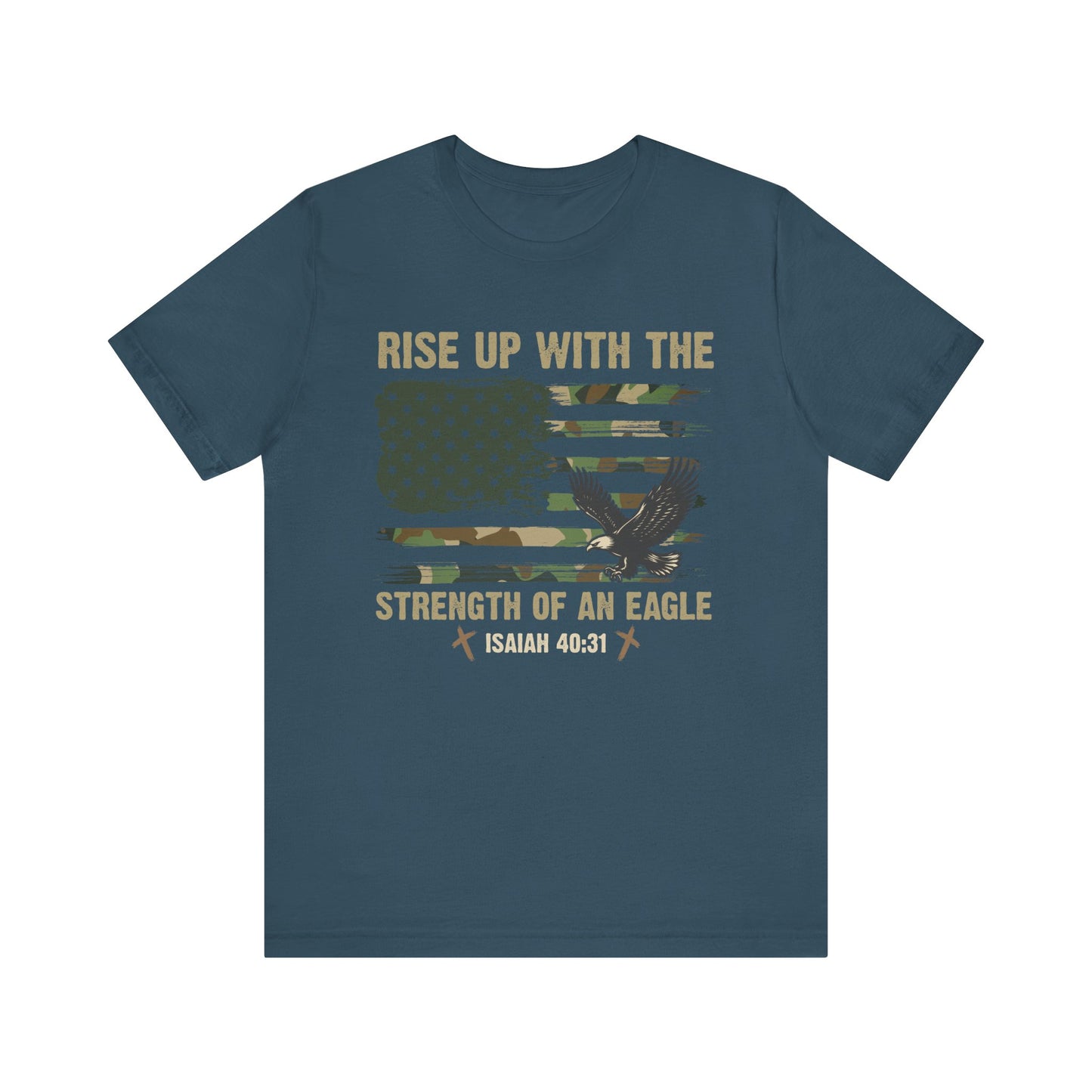 Rise Up with Strength Eagle Shirt – Isaiah 40:31 USA Flag Patriotic Christian Tee