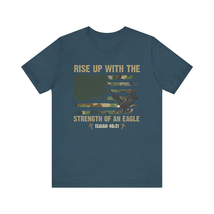Rise Up with Strength Eagle Shirt – Isaiah 40:31 USA Flag Patriotic Christian Tee