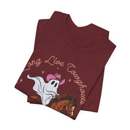 Long Live Cowghouls T-Shirt, Western Ghost Cowgirl Halloween Tee, Spooky Rodeo Shirt