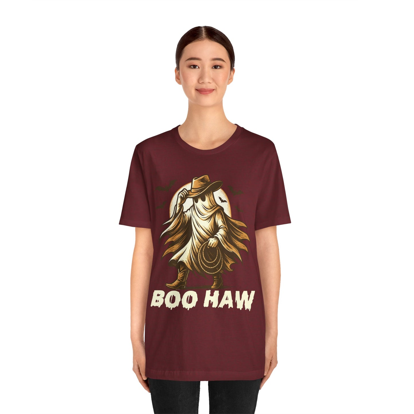 Boo Haw Shirt Ghost Cowboy Western Halloween Tee, Funny Rodeo Spirit Fall Outfit