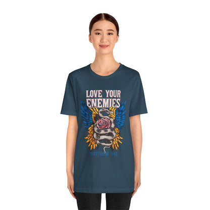 Love Your Enemies Shirt – Christian Matthew 5:44 Angel Wings Scripture Faith Tee