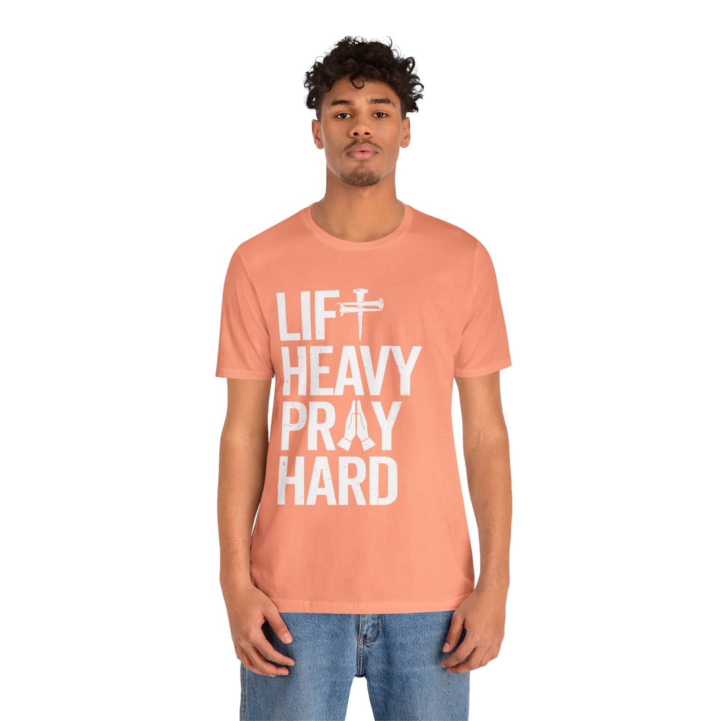 Lift Heavy Pray Hard Cross Nails Trendy Christ Gym Vintage T-Shirt