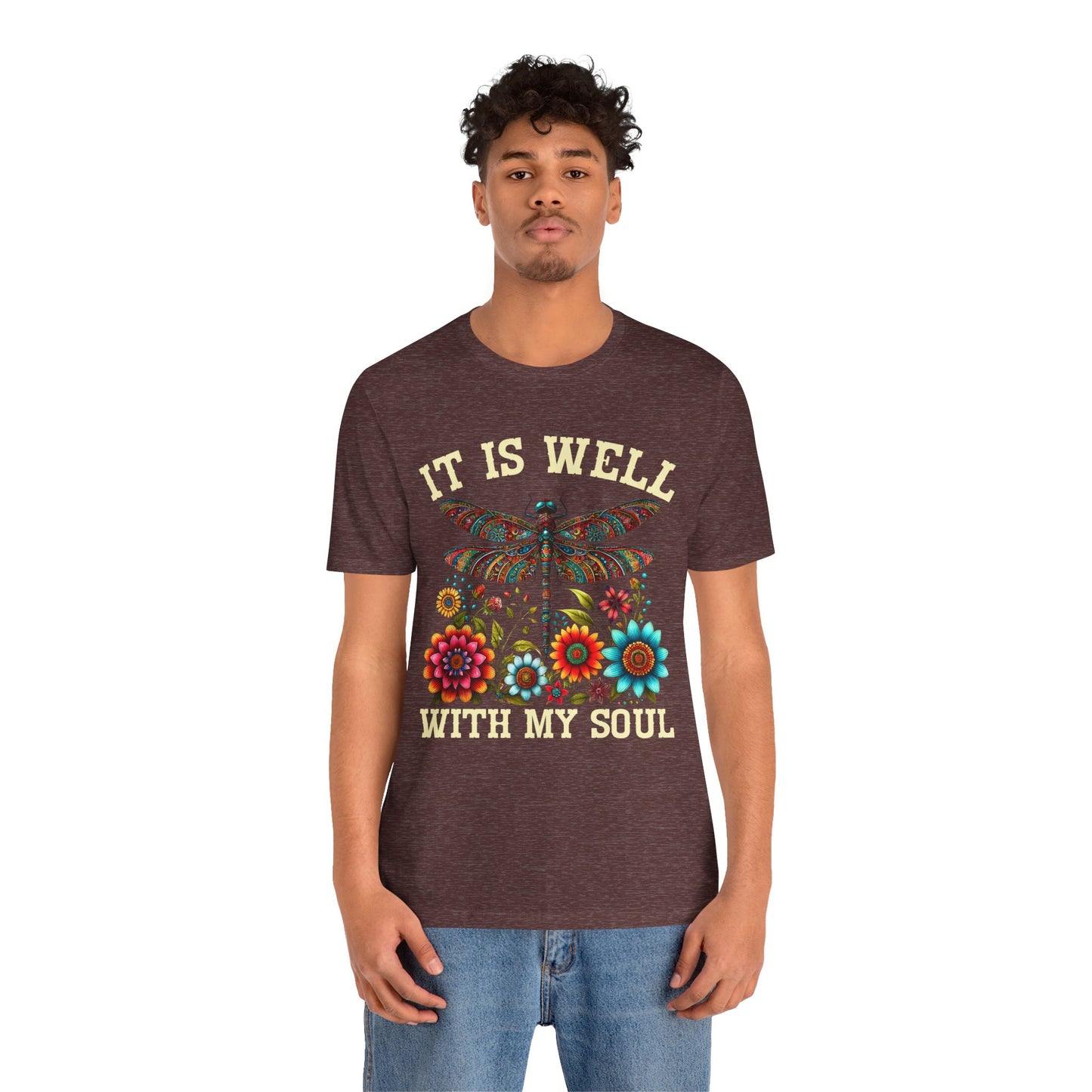It Is Well With My Soul Shirt – Boho Dragonfly Floral Christian Hymn Faith Tee