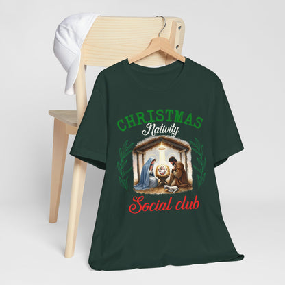 Christmas Nativity Social Club Shirt – Christian Nativity Scene Holiday Tee