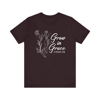 Grow in Grace Shirt – 2 Peter 3:18 Floral Christian Faith Bible Verse Tee