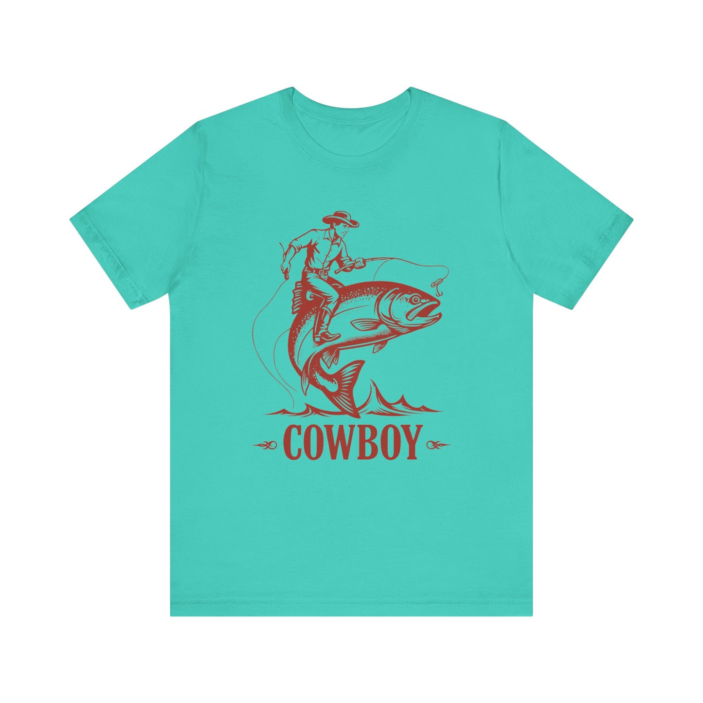 Cowboy Riding a Giant Fish Shirt – Vintage Western Fishing Rodeo Tee