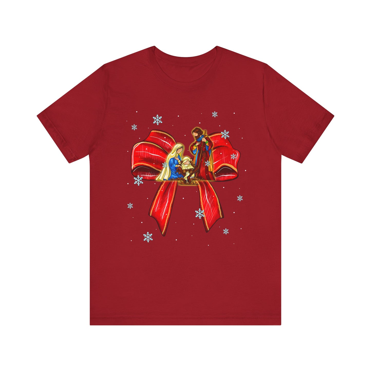 Nativity Scene Christmas Shirt – Coquette Bow Faith Holiday Pajama Tee