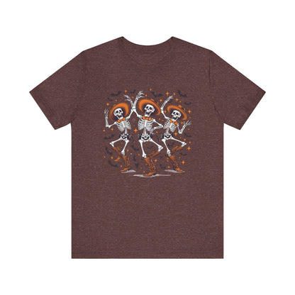 Dancing Skeleton Cowboy Western Rodeo Halloween Spooky Vibes T-Shirt