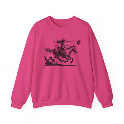 Cowgirl Riding Horse Sweatshirt – Christian Scripture Western Rodeo Texas Pullover