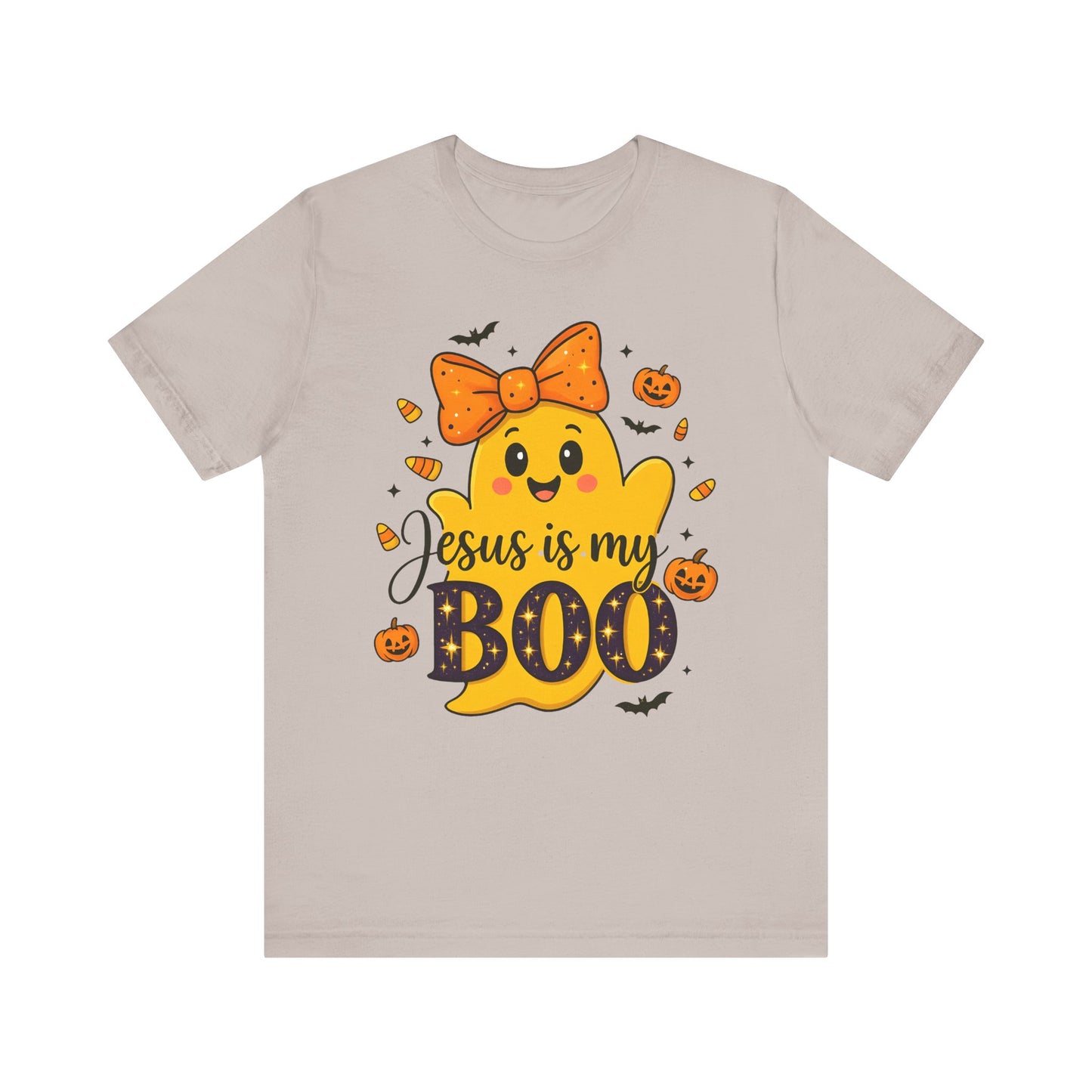 Jesus Is My Boo Shirt – Cute Christian Ghost with Bow Halloween Faith Tee