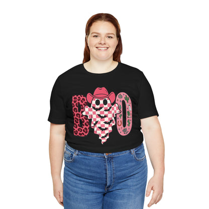 Pink BOO Shirt – Western Ghost Cowgirl Hat Halloween Tee
