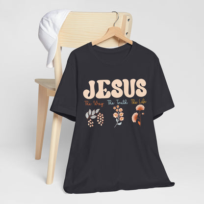 Jesus The Way The Truth The Life Shirt – Groovy Floral John 14:6 Christian Tee
