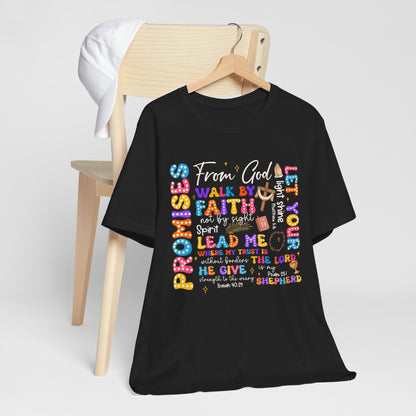 Walk by Faith Not by Sight Shirt – Christian 2 Corinthians 5:7 Groovy Scripture Tee