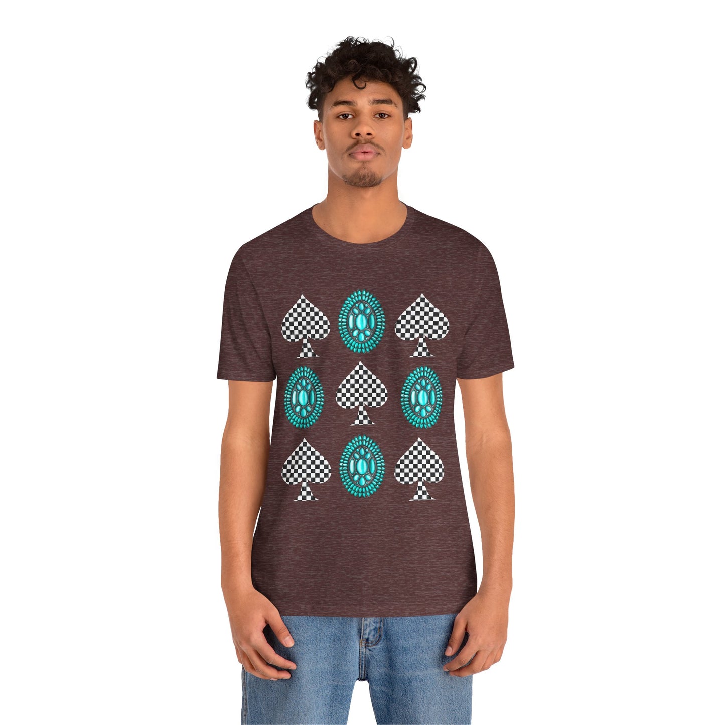 Western Turquoise Stone Shirt – Gemstone Playing Card Texas Rodeo Tee