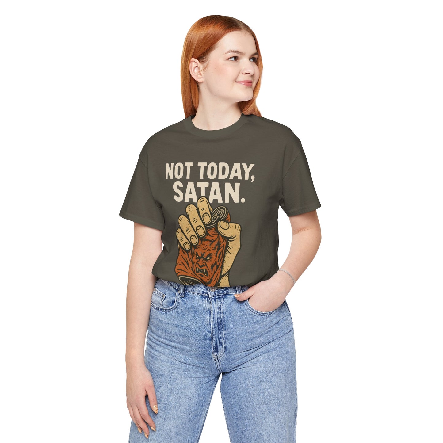 Not Today Satan Shirt – Funny Christian Faith Halloween Anti-Devil Tee