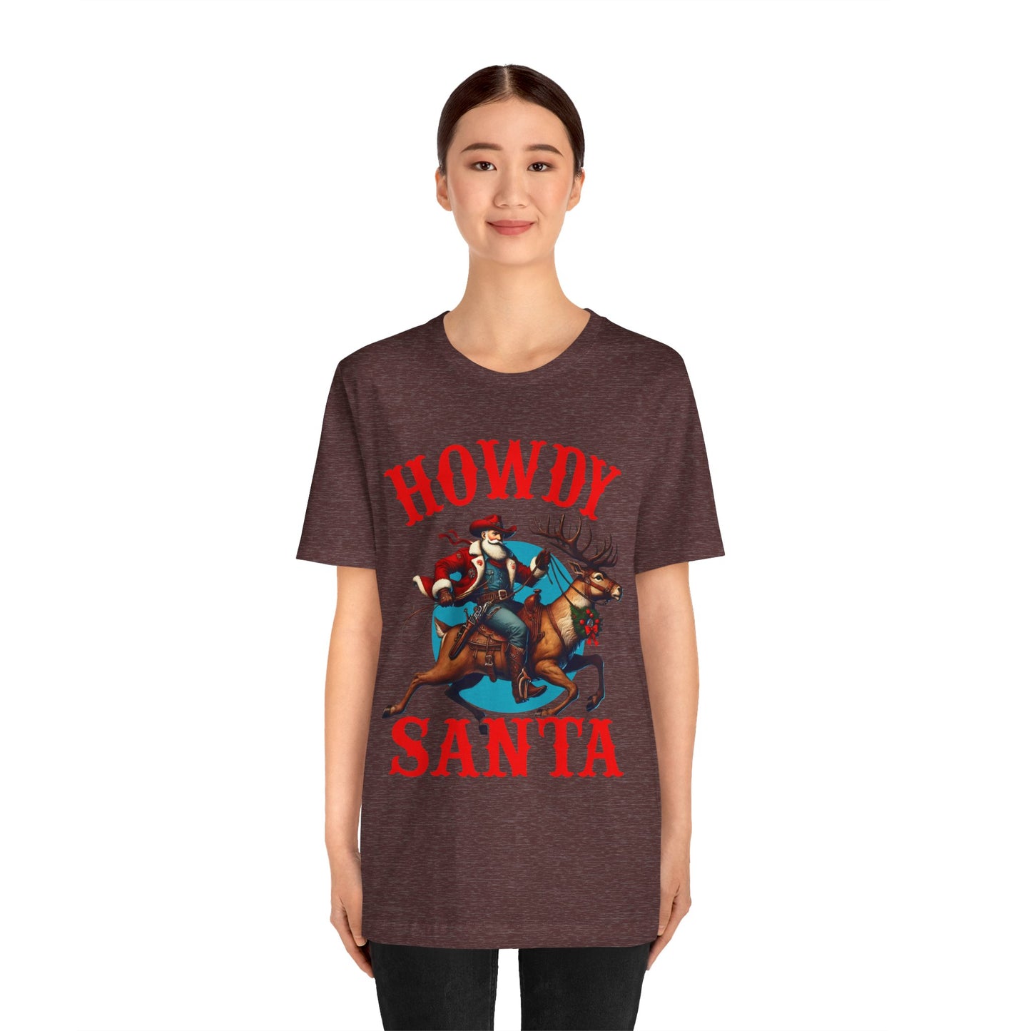 Howdy Santa Shirt – Funny Western Cowboy Riding Reindeer Christmas Rodeo Tee