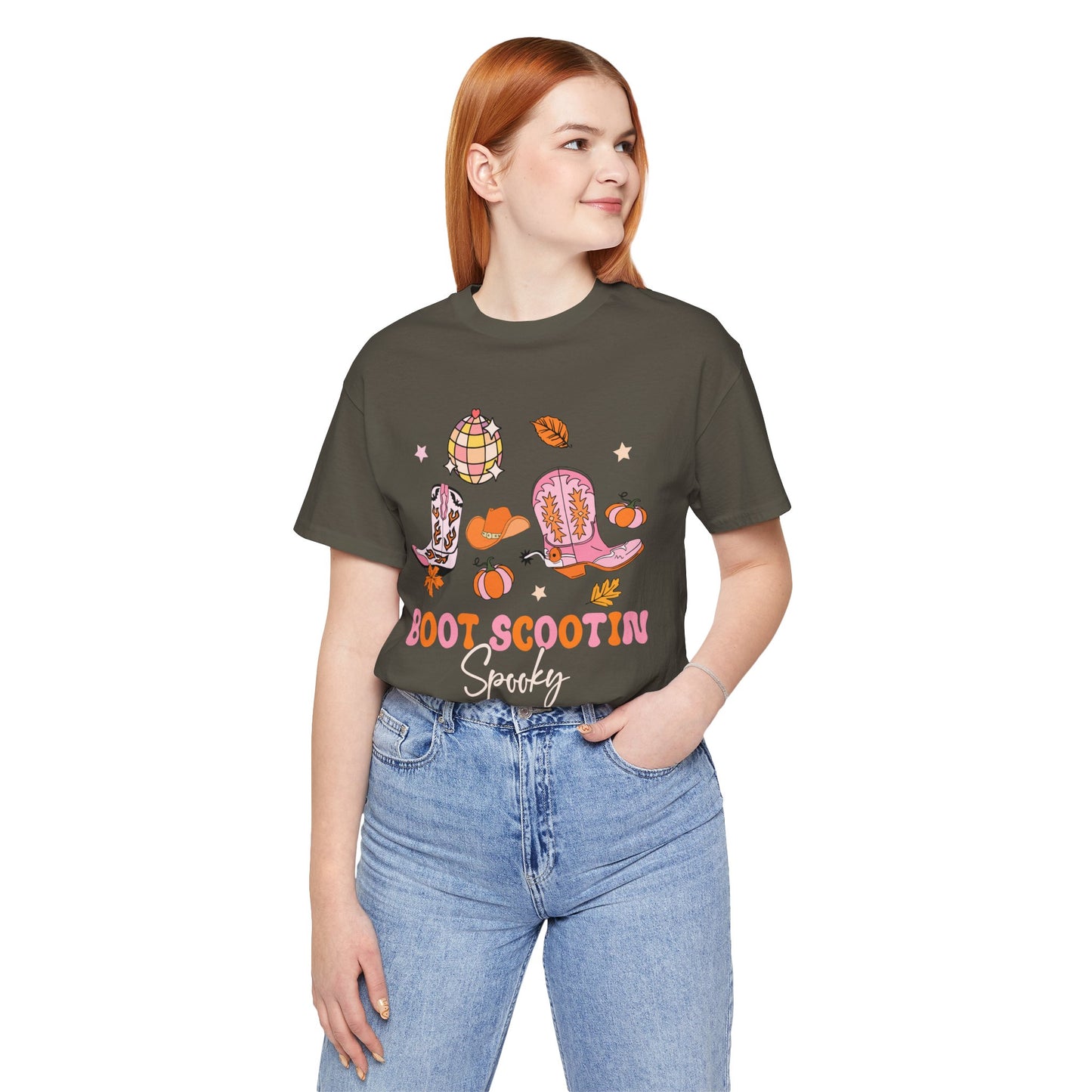 Boot Scootin Spooky Howdy Western Halloween Thanksgiving T-Shirt, Retro Cowgirl Fall Tee