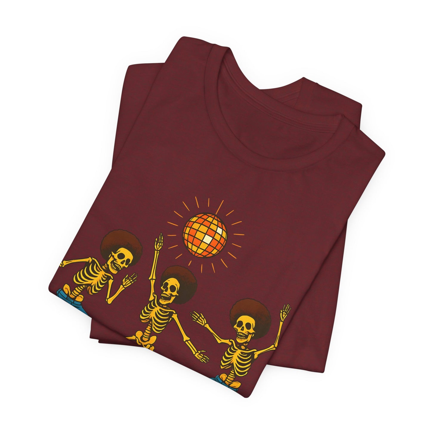 Disco Skeletons Dancing Shirt – Funny Retro 70s Halloween Party Tee