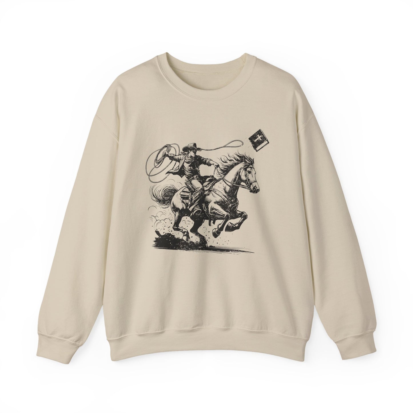 Retro Cowboy Riding Horse Sweatshirt – Christian Scripture Western Rodeo Pullover