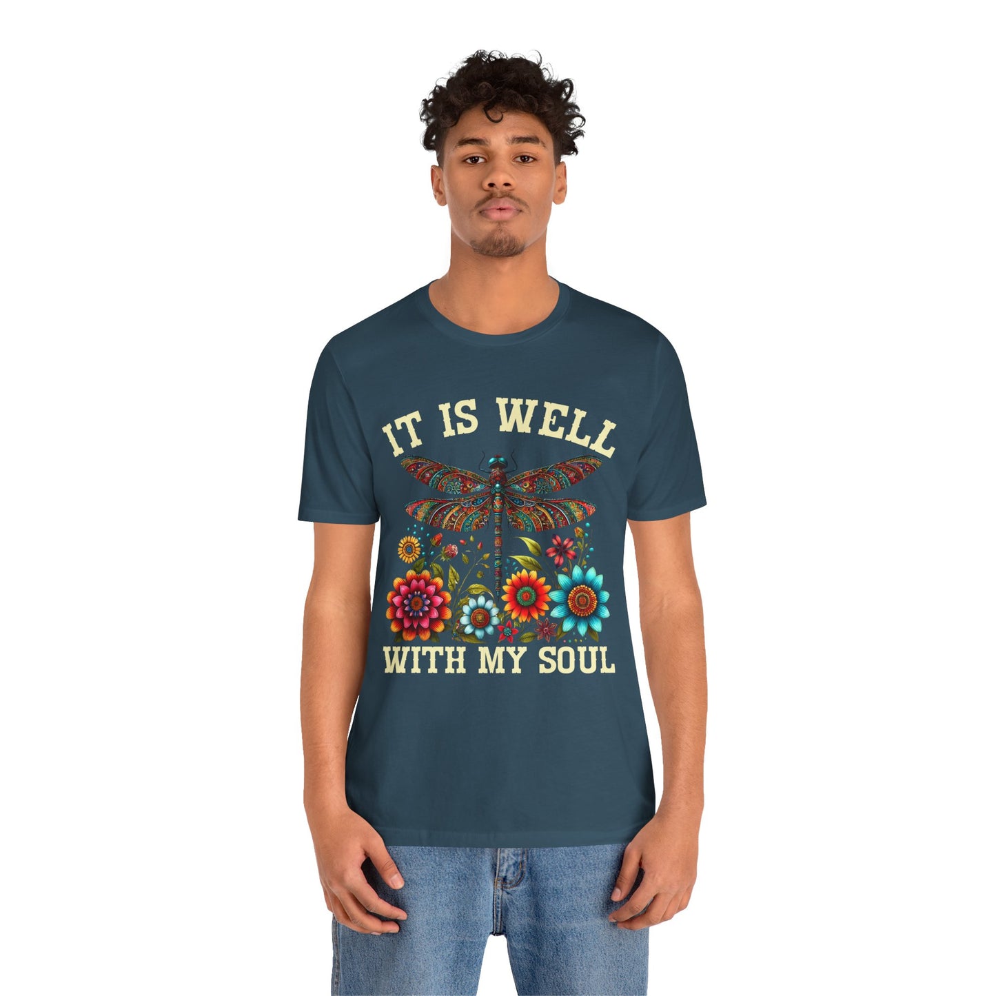 It Is Well With My Soul Shirt – Boho Dragonfly Floral Christian Hymn Faith Tee