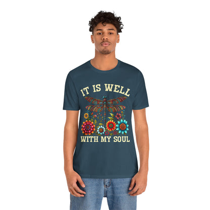 It Is Well With My Soul Shirt – Boho Dragonfly Floral Christian Hymn Faith Tee