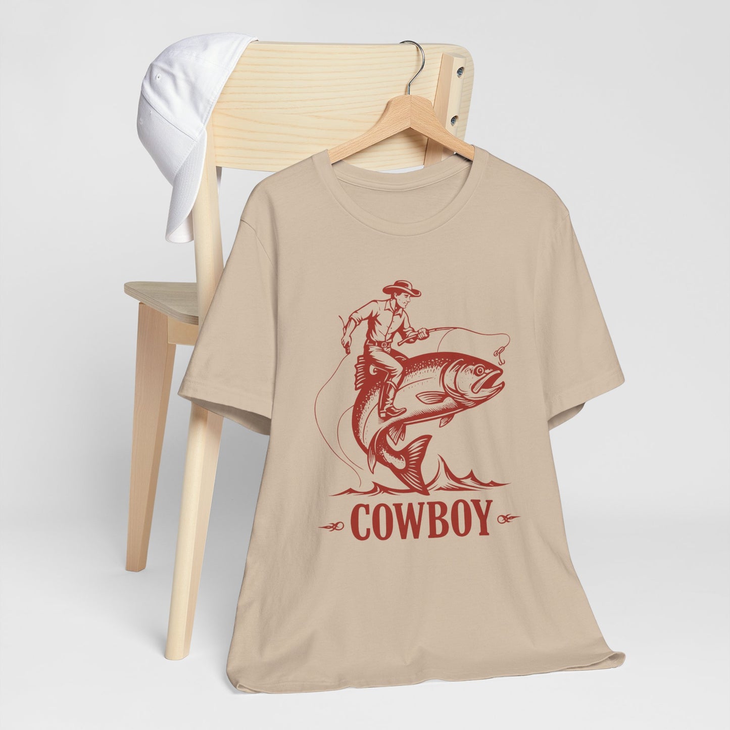 Cowboy Riding a Giant Fish Shirt – Vintage Western Fishing Rodeo Tee