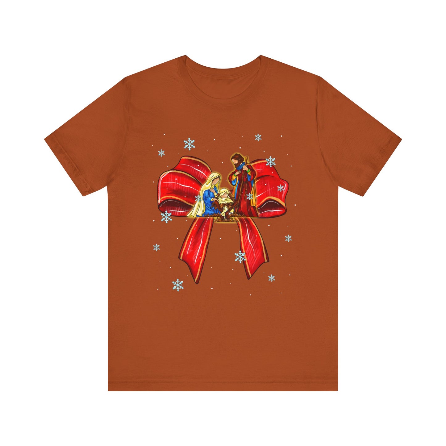 Nativity Scene Christmas Shirt – Coquette Bow Faith Holiday Pajama Tee
