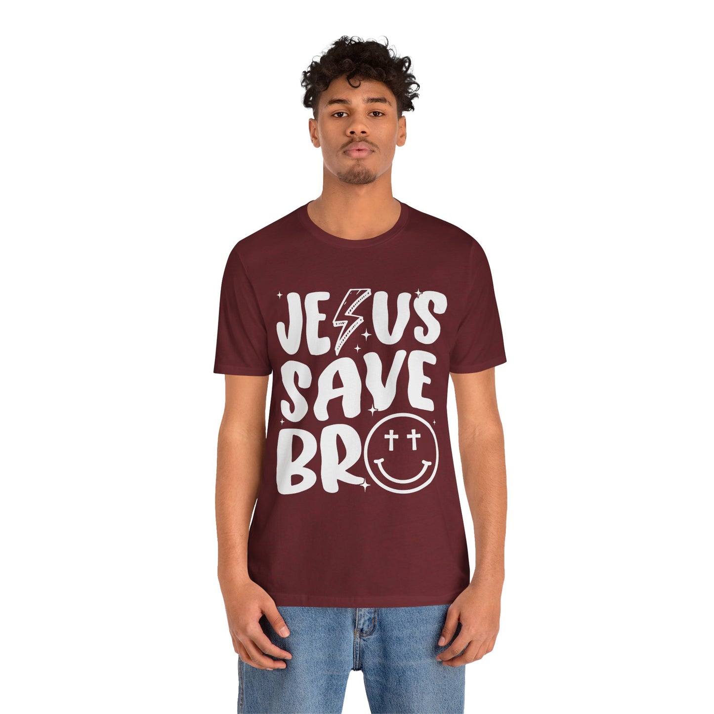 Jesus Saves Bro Shirt – Funny Retro Christian Cross Christmas Faith Tee