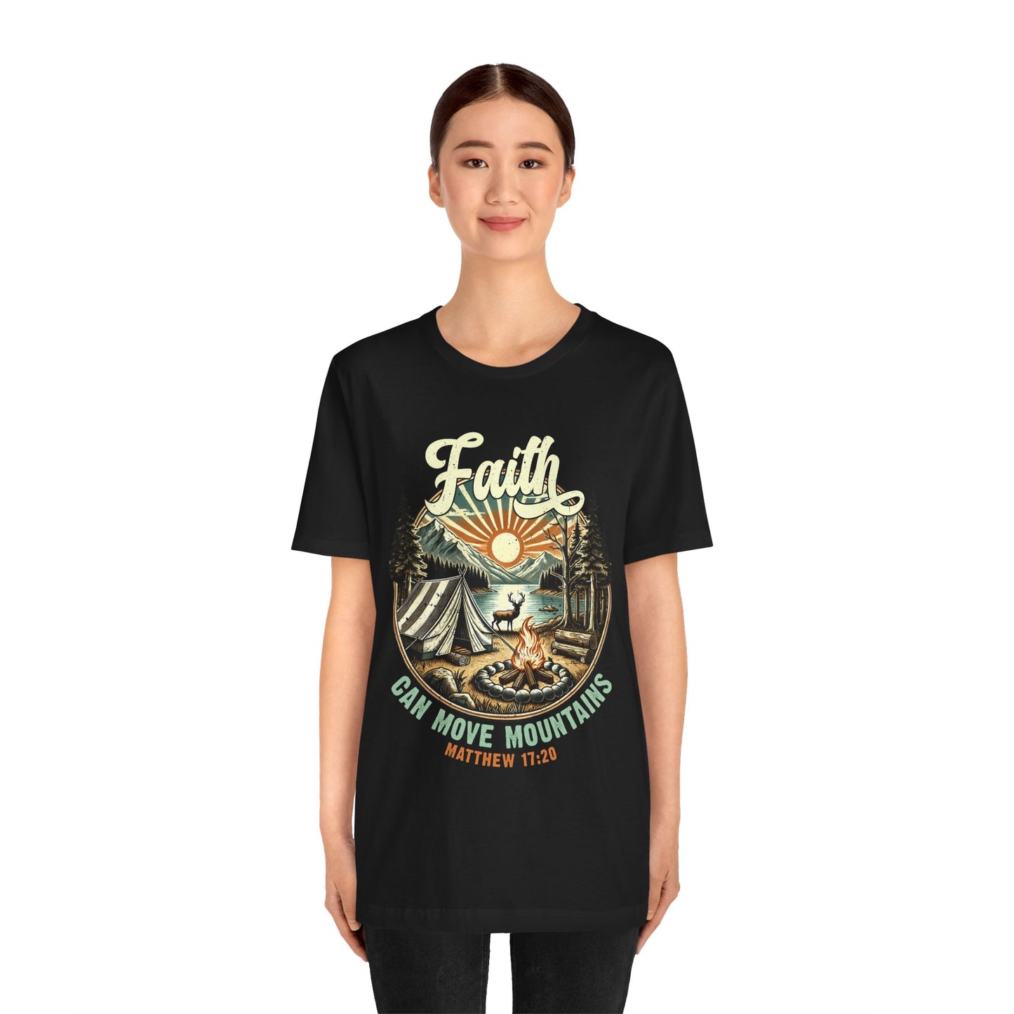 Faith Can Move Mountains Shirt – Matthew 17:20 Retro Christian Jesus Tee