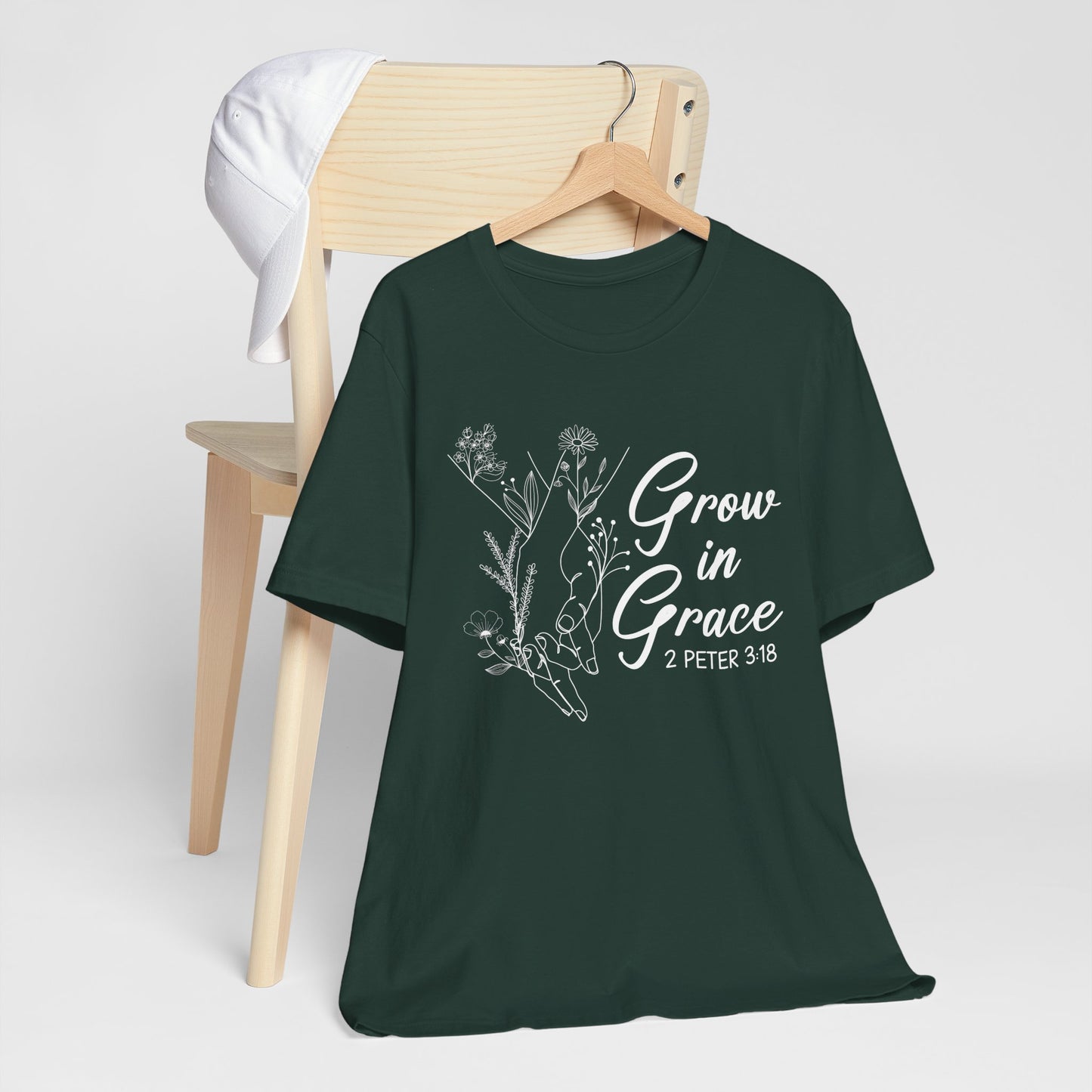 Grow in Grace Shirt – 2 Peter 3:18 Floral Christian Faith Bible Verse Tee