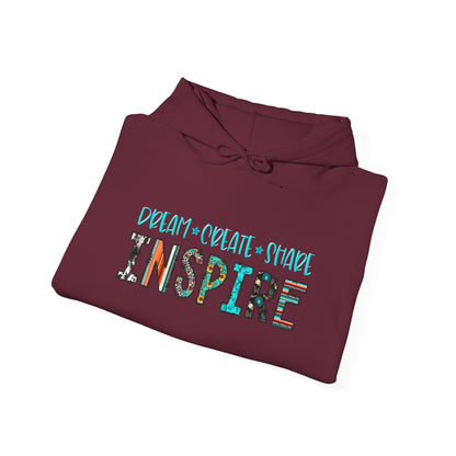 Dream Create Share Inspire Hoodie – Motivational Teacher Western Pullover