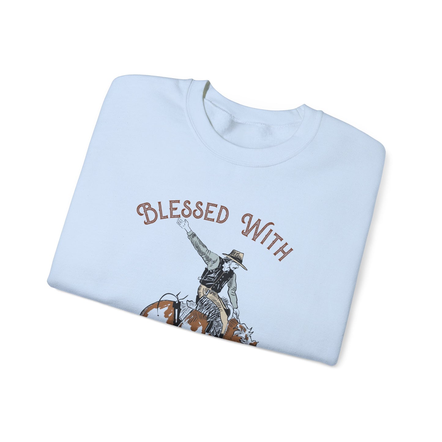 Blessed with a Cowboy Sweatshirt – Retro Christian Western Rodeo Pullover