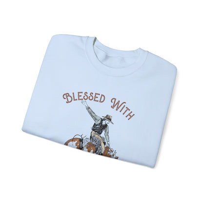 Blessed with a Cowboy Sweatshirt – Retro Christian Western Rodeo Pullover