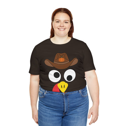 Thanksgiving Couples Turkey Face Shirt – Funny Cowboy & Cowgirl Matching Tee