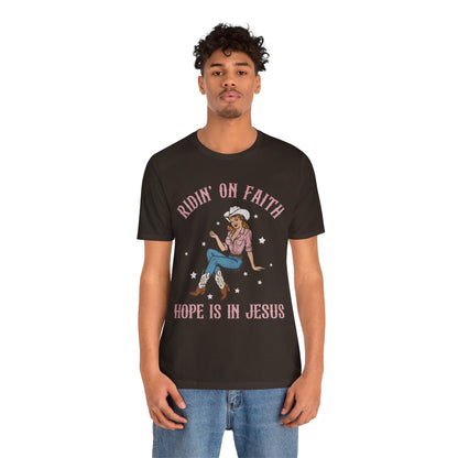 Ridin’ On Faith Shirt – Christian Cowgirl Rodeo Western Jesus Tee
