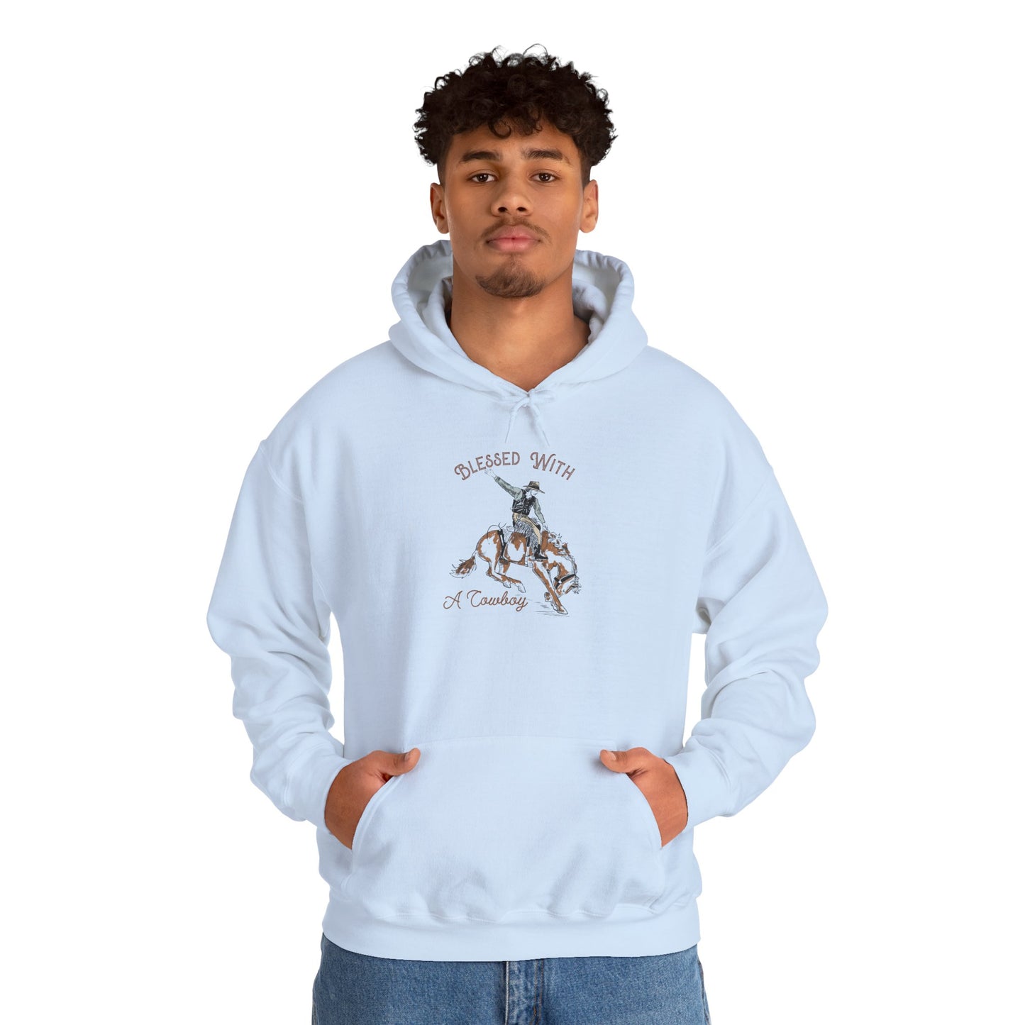 Blessed with a Cowboy Hoodie – Retro Christian Western Rodeo Country Pullover