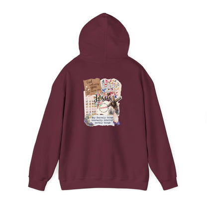 Jesus Collage Floral Hoodie – Christian Faith Bible Verse Cross Pullover