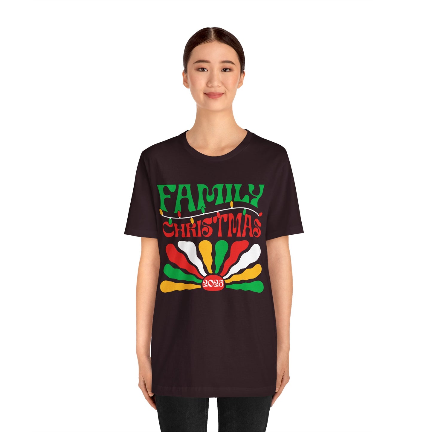 Family Christmas 2025 Shirt – Retro Groovy Matching Holiday Sunburst Tee