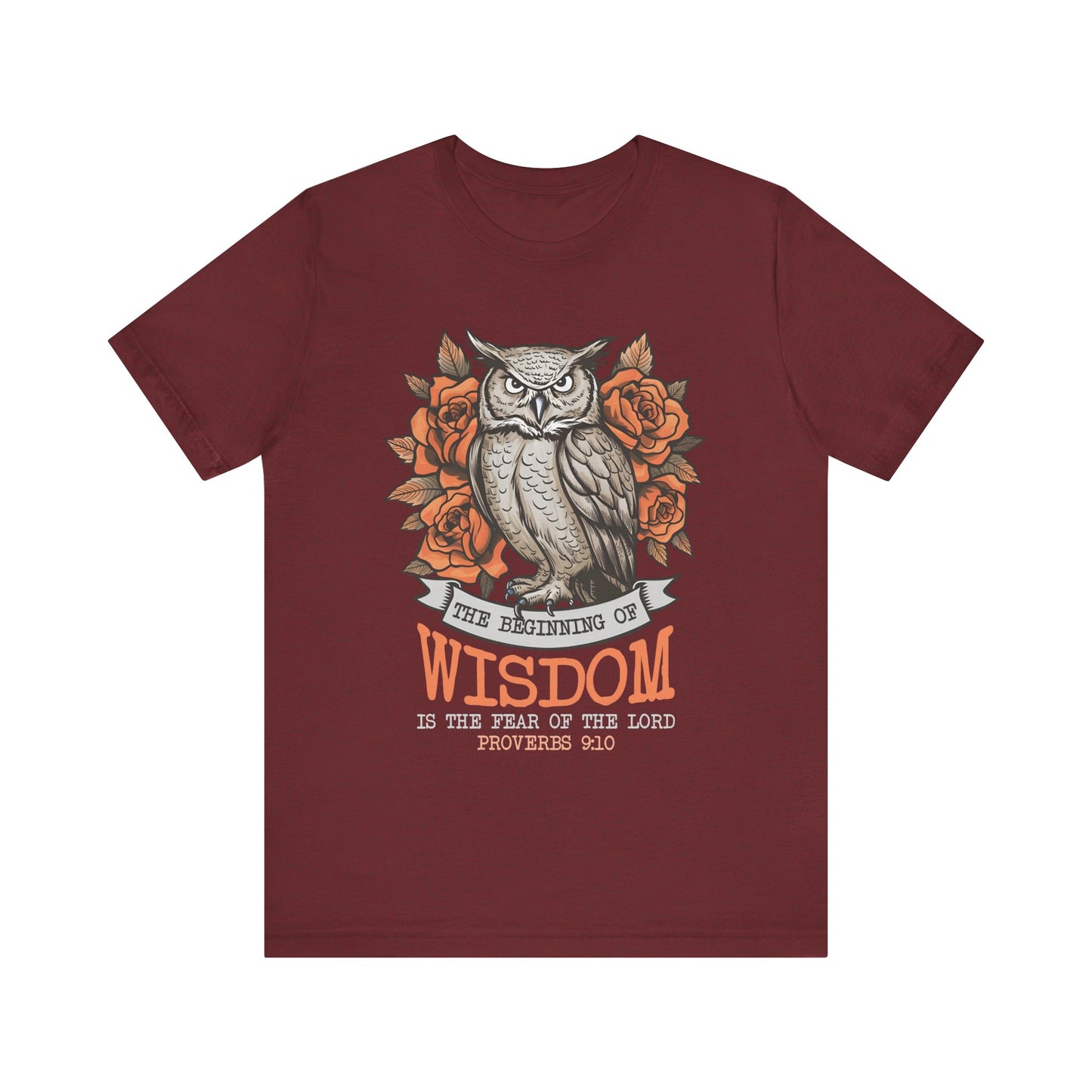 The Beginning of Wisdom Shirt – Boho Owl Flowers Christian Proverbs 9:10 Tee