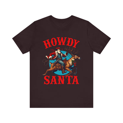 Howdy Santa Shirt – Funny Western Cowboy Riding Reindeer Christmas Rodeo Tee