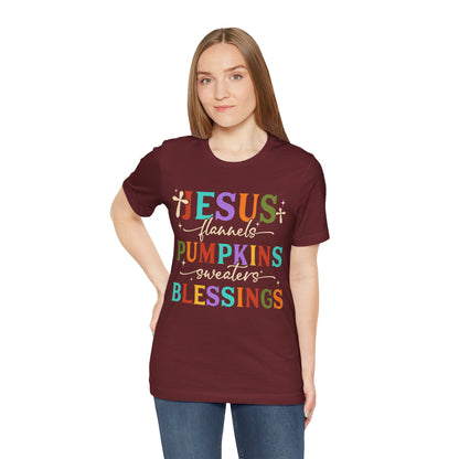 Jesus Flannels Pumpkins & Blessings Shirt – Christian Fall Thanksgiving Tee