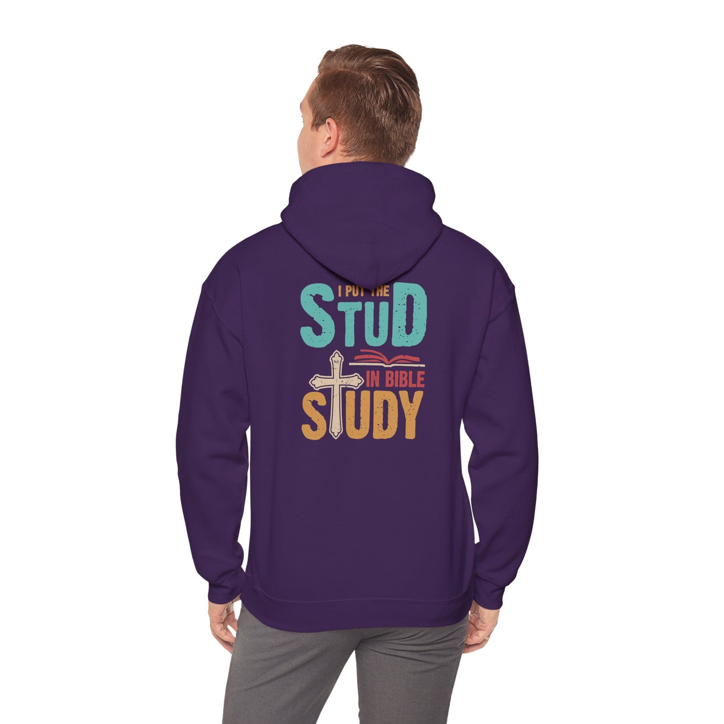 I Put the Stud in Bible Study Hoodie – Fun Christian Faith Cross Pullover