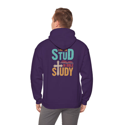 I Put the Stud in Bible Study Hoodie – Fun Christian Faith Cross Pullover