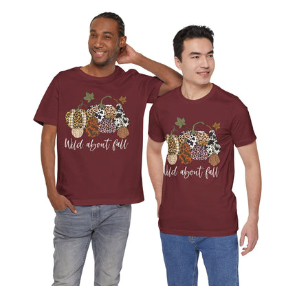 Wild About Fall Shirt – Pumpkin Leopard Plaid Autumn Thanksgiving Tee