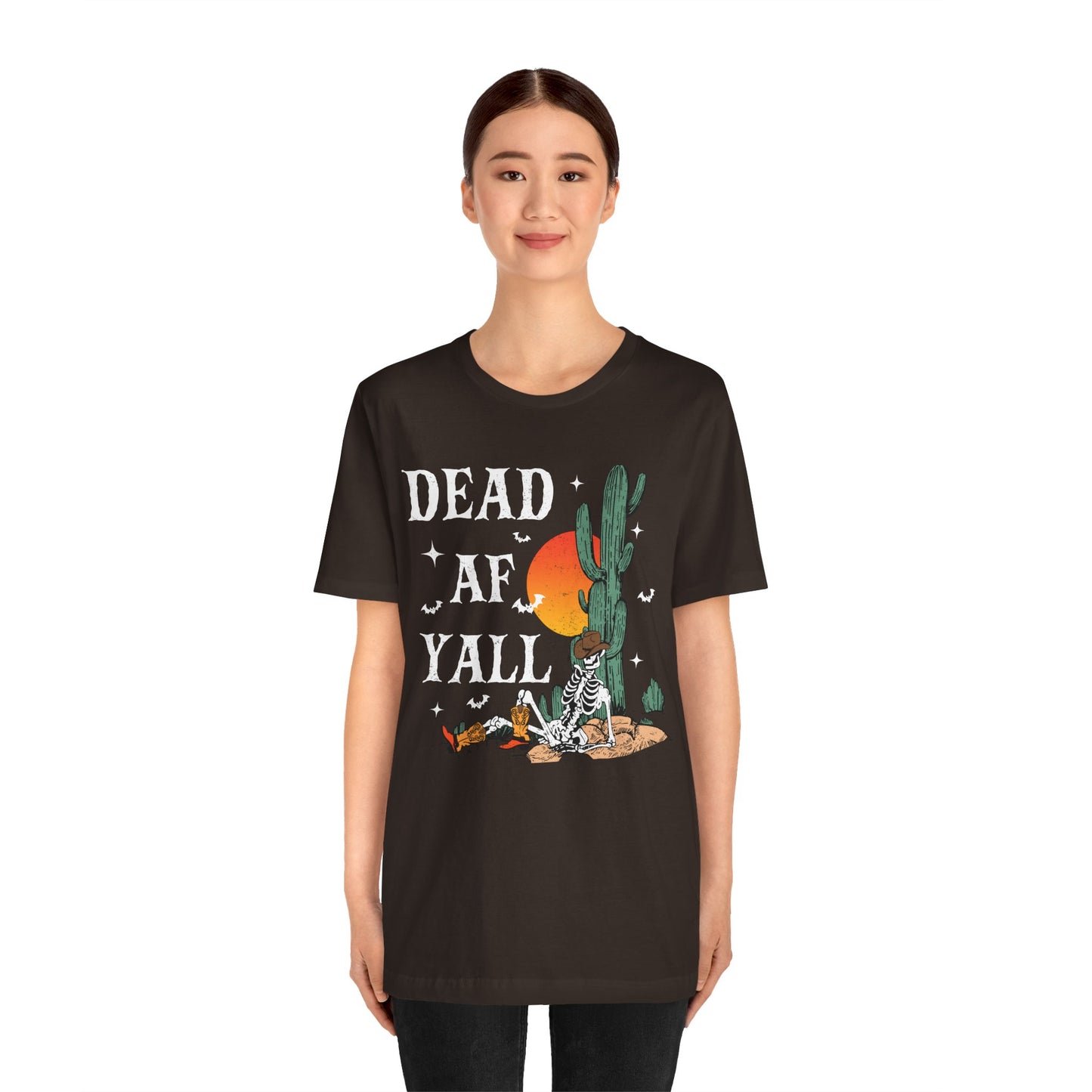Dead AF Y’all Shirt – Western Skeleton Cowboy Spooky Halloween Tee