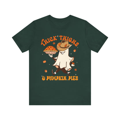 Thick Thighs Pumpkin Pies Shirt – Funny Howdy Ghost Western Halloween Tee