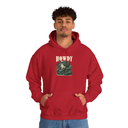 Howdy Cow Abduction Hoodie – Western UFO Rodeo Cactus Desert Texas Pullover
