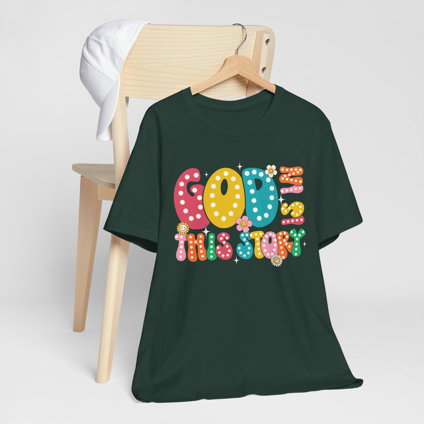 God Is In This Story Shirt – Inspirational Christian Retro Hippie Flower Faith Tee