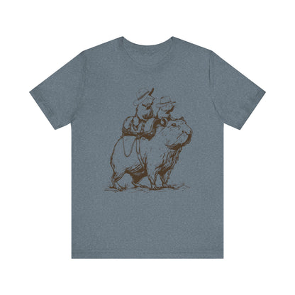 Vintage Rat Riding Capybara Shirt – Funny Western Cowboy Rodeo Tee